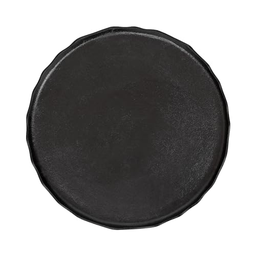 Alessia Modern Round Metal Coffee Table; 26 x 26 x 16; Black; Sand Cast Aluminum Coffee Table with Raised Deckled Edge for Storage and Display