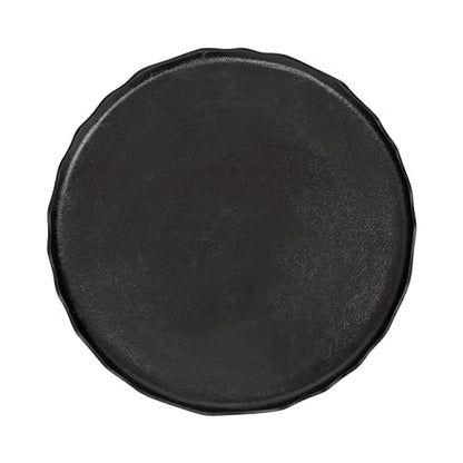 Alessia Modern Round Metal Coffee Table; 26 x 26 x 16; Black; Sand Cast Aluminum Coffee Table with Raised Deckled Edge for Storage and Display