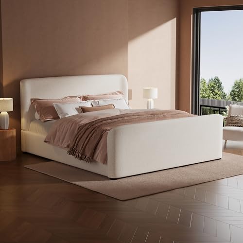 Queen Size Upholstered Platform Bed Frame with Headboard & Footboard, view 2