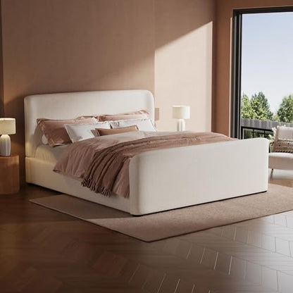 Queen Size Upholstered Platform Bed Frame with Headboard & Footboard, view 2
