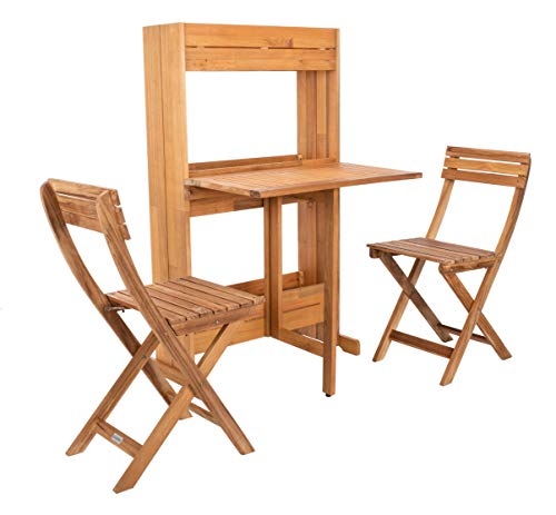 SAFAVIEH PAT7047A Outdoor Collection Barley Natural Flower Shelf 3-Piece Bistro Set