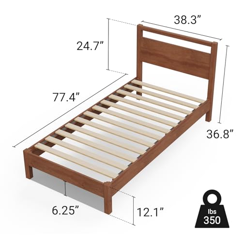 Signature Wood Platform Bed Frame with Headboard, Essential, Noise Free, view 3