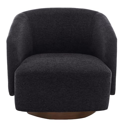 Accent Chair,Modern Swivel Chairs for Living Room and Bedroom Reading with Wood Base,Performance Fabric in Charcoal Gray
