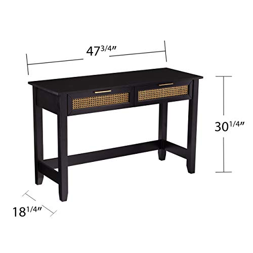 Holly & Martin Chekshire Storage Console - Transitional Design, Black Rattan - Ideal for Entryway, Living Room (CK1003003)