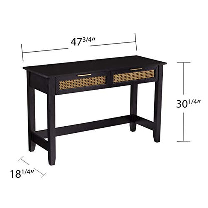 Holly & Martin Chekshire Storage Console - Transitional Design, Black Rattan - Ideal for Entryway, Living Room (CK1003003)