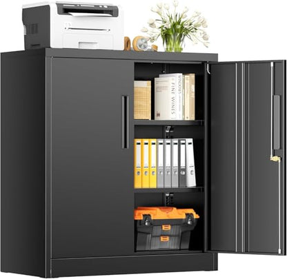 Oakmont Metal Storage Cabinet for Tool Organization, 36" Lockable Garage Storage Cabinets with 2 Doors and 4 Adjustable Shelves, Locking File Cabinet for Office, Home, School (36”-Black)