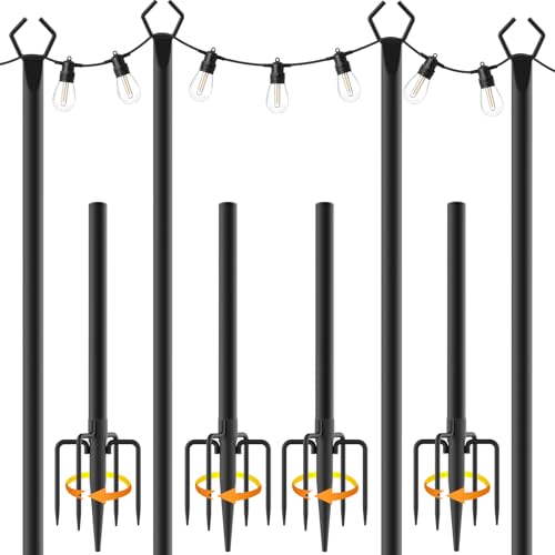 10Ft String Light Poles 4 Pack, Light Poles for Outside Lights, view 3