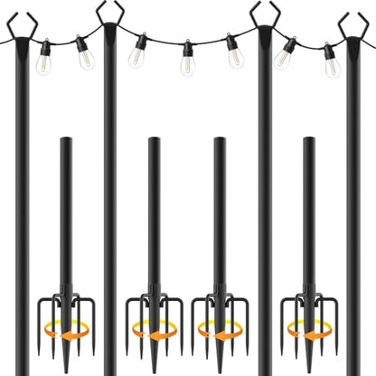 10Ft String Light Poles 4 Pack, Light Poles for Outside Lights, view 3