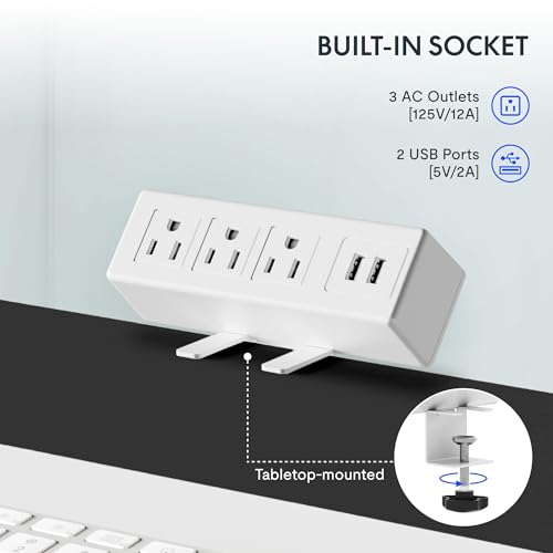 FLEXISPOT EN2 Whole-Piece Standing Desk with Clamp Power Strip, 48 x 24 Electric Height Adjustable Desk with Cable Management for Workstation (White Frame + 48" Maple Top)
