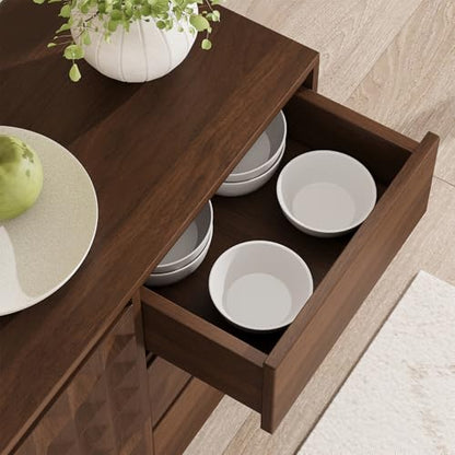 60" Buffet Cabinet with 3 Drawers and 2 Doors, Dark Brown, view 7