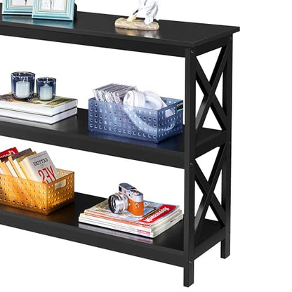 Yaheetech Television Stands & Entertainment Centers with 3 Tier Storage Shelf TV Stand for Living Room, Black