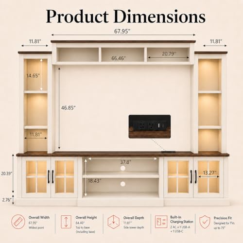 White Farmhouse TV Stand, Entertainment Center, view 3