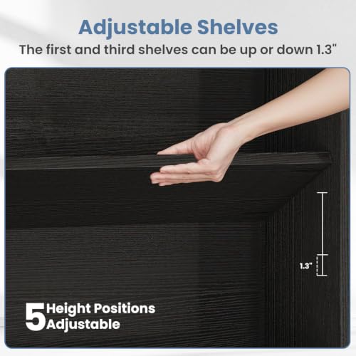 6-Tier Bookcase, 63 Inch Tall Open Bookshelf, Modern Black, view 6