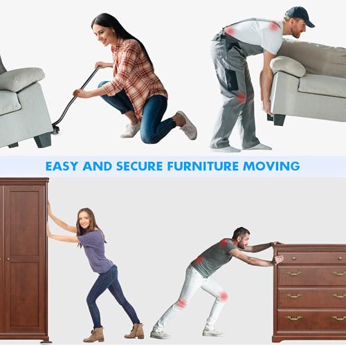 Furniture Lifter Tool + 8-Pack of 3.5" Sliders, Save 80% Effort, Safely and Easily, The Lift and Glide Tool Set for Heavy Furniture and Appliances, Reusable Moving Pads, Floor Protectors for Carpet