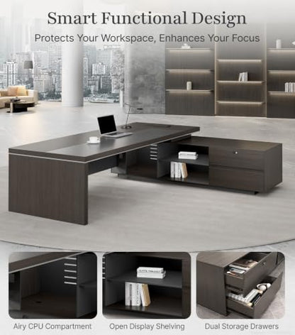 87" L-Shaped Executive Desk with Reversible Return, view 5
