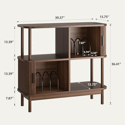 40" Large Record Player Stand with Charging Station, view 3