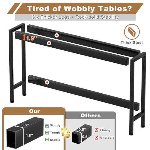 Charging Console Table with Outlet 36 Inch Tall Narrow Sofa Table One-Piece Top Behind Couch Table 2 USB 2 AC for Entryway Hallway, Living Room, Black