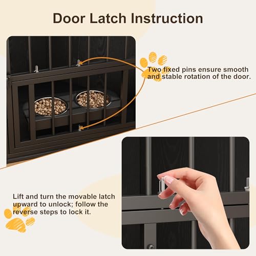 Corner Dog Crate Furniture for Small Dogs, Indoor Kennel End Table, Black, view 7