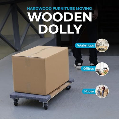 79545 30 in. x 18 in. Hardwood Furniture Moving Dolly 1,320 lbs. Capacity – 4 Swivel Wheels Heavy-Duty Furniture Dollies, 2 Pack