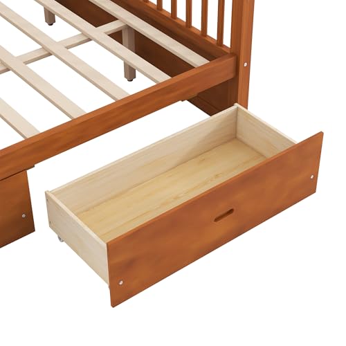 JIJIWANG King Canopy Bed with Storage Drawers & Four Poster Frame, Walnut, view 6