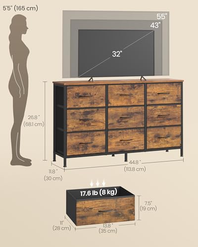 Dresser with 9 Fabric Drawers, TV Stand for TVs Up to 55 Inches, view 4