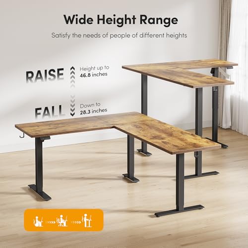 63“ x 55" L Shaped Standing Desk Adjustable Height, Electric Corner Desk, view 7