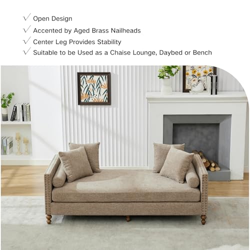 75.2" W Retro Oversized Chaise Lounge Chair Indoor with Left & Right Armrest, view 7