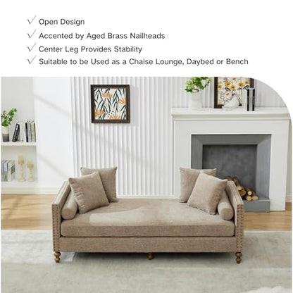 75.2" W Retro Oversized Chaise Lounge Chair Indoor with Left & Right Armrest, view 7