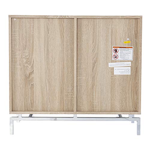 Northdom Bar Cabinet with Wine Storage - Transitional Design, Natural Iron and Wood - Ideal for Living Room, Home Bar (HZ1114405)