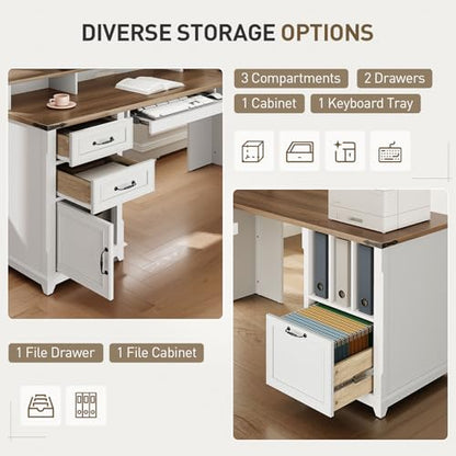 Farmhouse 69" Executive L Shaped Desk with Drawer, view 8