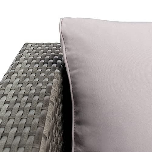 Outdoor - Madalina Sectional Set - Grey & Grey - Steel Frame with Cushion - Contemporary Sectional with Coffee Table - Ideal for Patio, Deck, Porch, Backyard (PAT7509B)