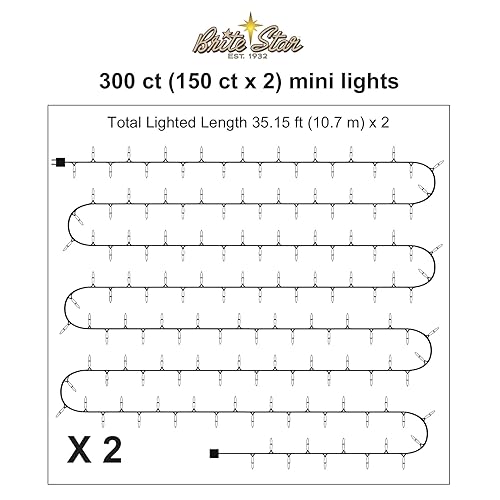 300 Lt String to String Lights, Clear, White Wire