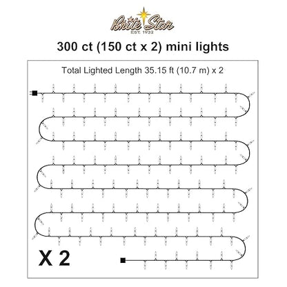 300 Lt String to String Lights, Clear, White Wire