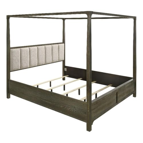 Queen Canopy Bed, Dark Cocoa Finish, Solid Hardwood and Ash Veneer, view 2