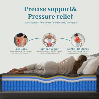Queen Size Mattress 10 inch, Memory Foam Hybrid Mattress in A Box, view 4