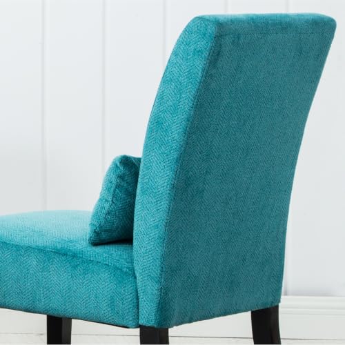 Pisano Teal Blue Fabric Armless Contemporary Accent Chair with Kidney Pillow