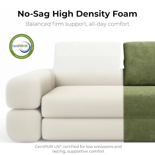 FlipNest Convertible Sleeper Sofa Bed Floor Sofa 3-in-1 No Assembly, Foldable Mattress with Corduroy Upholstery Olive Green, Lounge Loveseat Couch for Living Room Studio Guest Room