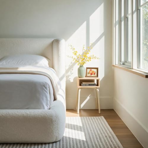 Queen Cloud Upholstered Bed Frame with Wingback Headboard (C01), view 6
