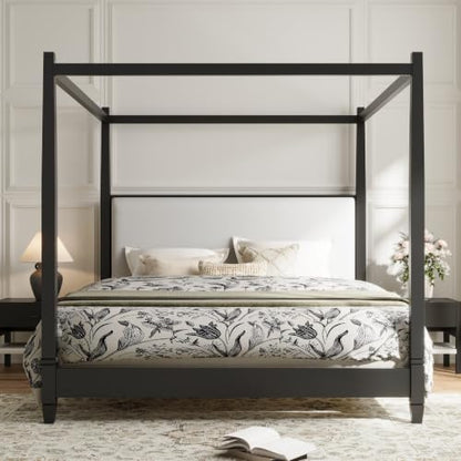 Cara Wooden Canopy King Bed Frame with Headboard, view 2