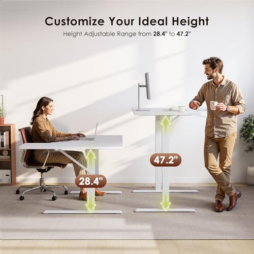 63 Inch Reversible L Shaped Electric Standing Desk, White, view 5