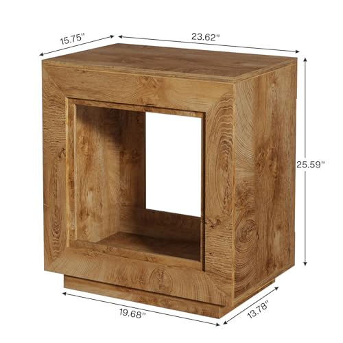 Tribesigns Rustic Brown End Table, 24" Side Table with Storage Shelf, Farmhouse Style Nightstand Bedside Table (1, Natural)