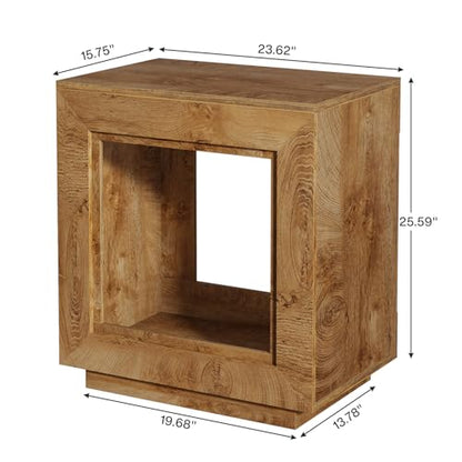 Tribesigns Rustic Brown End Table, 24" Side Table with Storage Shelf, Farmhouse Style Nightstand Bedside Table (1, Natural)