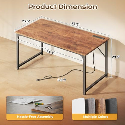 47 X 24 Inch Deeper Desk with Power Outlets, view 3