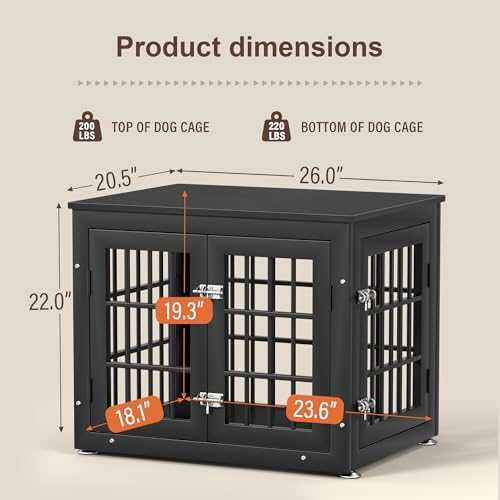 26" Heavy Duty Dog Crate Furniture for Small Dogs, view 7