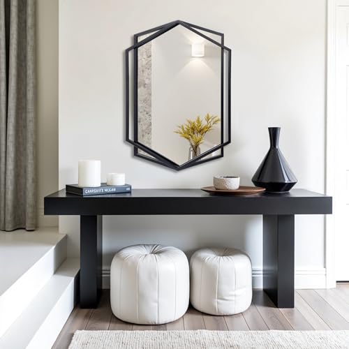 LuxenHome 31.8"X22" Wall Mirror | Black Metal Frame Vanity Mirrors for Bedroom, Entryway, Living Room Decor