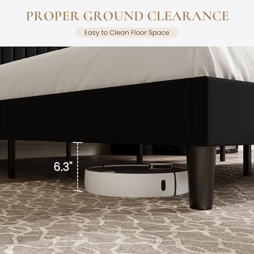 Black Velvet Bed Frame with Charging Station, view 7
