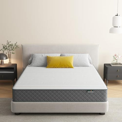 PurrJoys Firm Queen Mattress,10 Inch Hybrid Queen Size Mattress in a Box with Gel Memory Foam, Pocket Innerspring, Pressure Relief, Motion Isolation, Non-Fiberglass