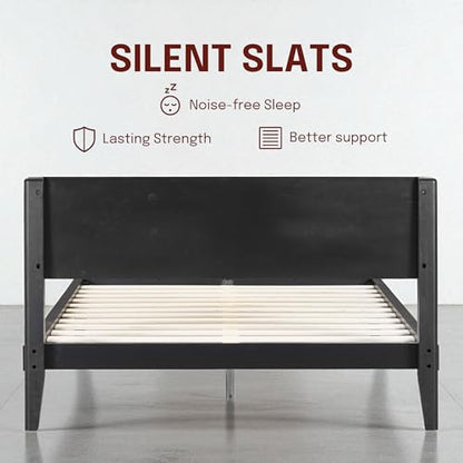 Sapa Solid Wood Bed Frame with 3D Carved Headboard, Japanese Joinery, view 6