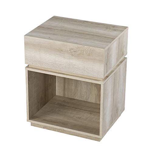 Mortayne Side Table with Charging Station - Transitional Design, Brown Finish - Ideal for Living Room, Bedroom (OC1106906)