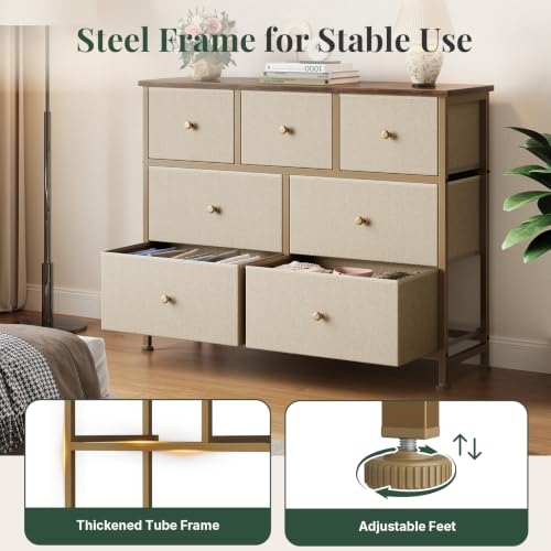 Fabric Dresser for Bedroom with 7 Drawers, Chest of Drawers, view 7